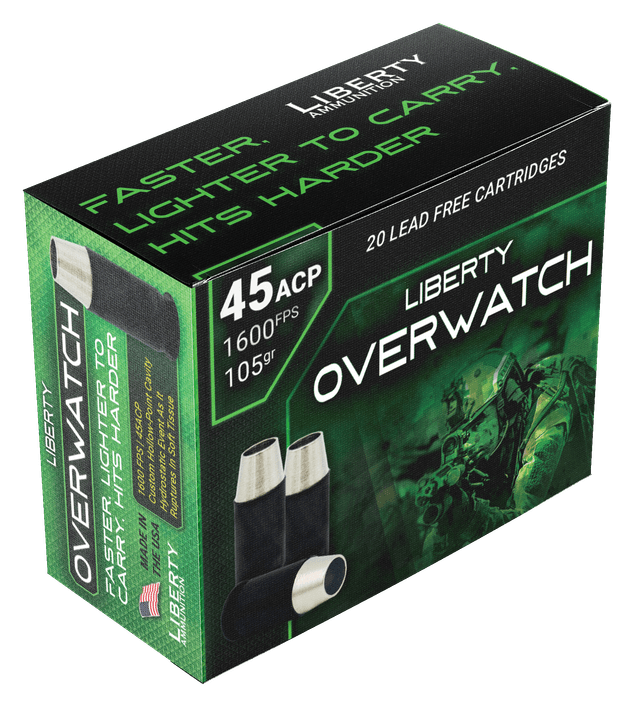 Liberty Ammunition LAOW451051600 OverWatch 45ACP 105gr Open Cavity Design 20 Rounds