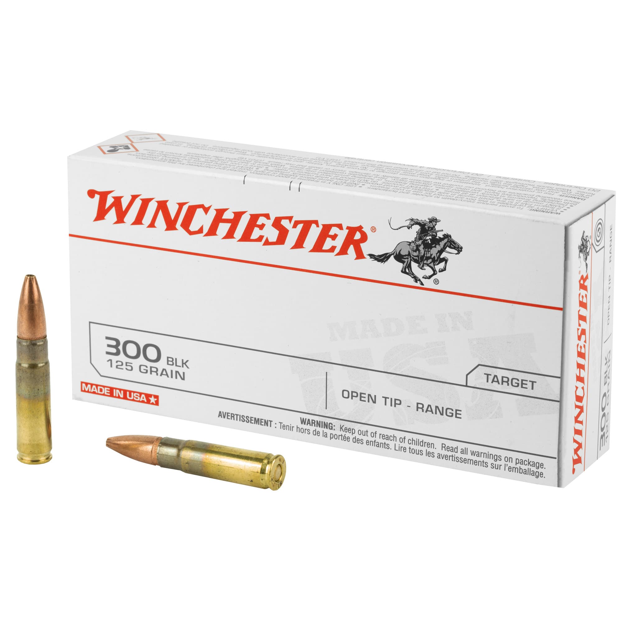 Winchester USA Rifle Ammo 300 AAC Blackout 125 gr. Open Tip USA 20 rd.