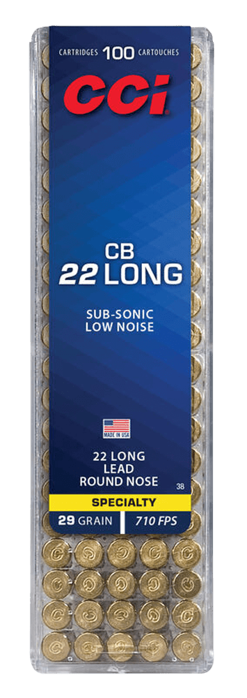CCI CB Long Rimfire Ammo 22 Long Rifle Lead Round Nose 29 Grain 100 Rounds