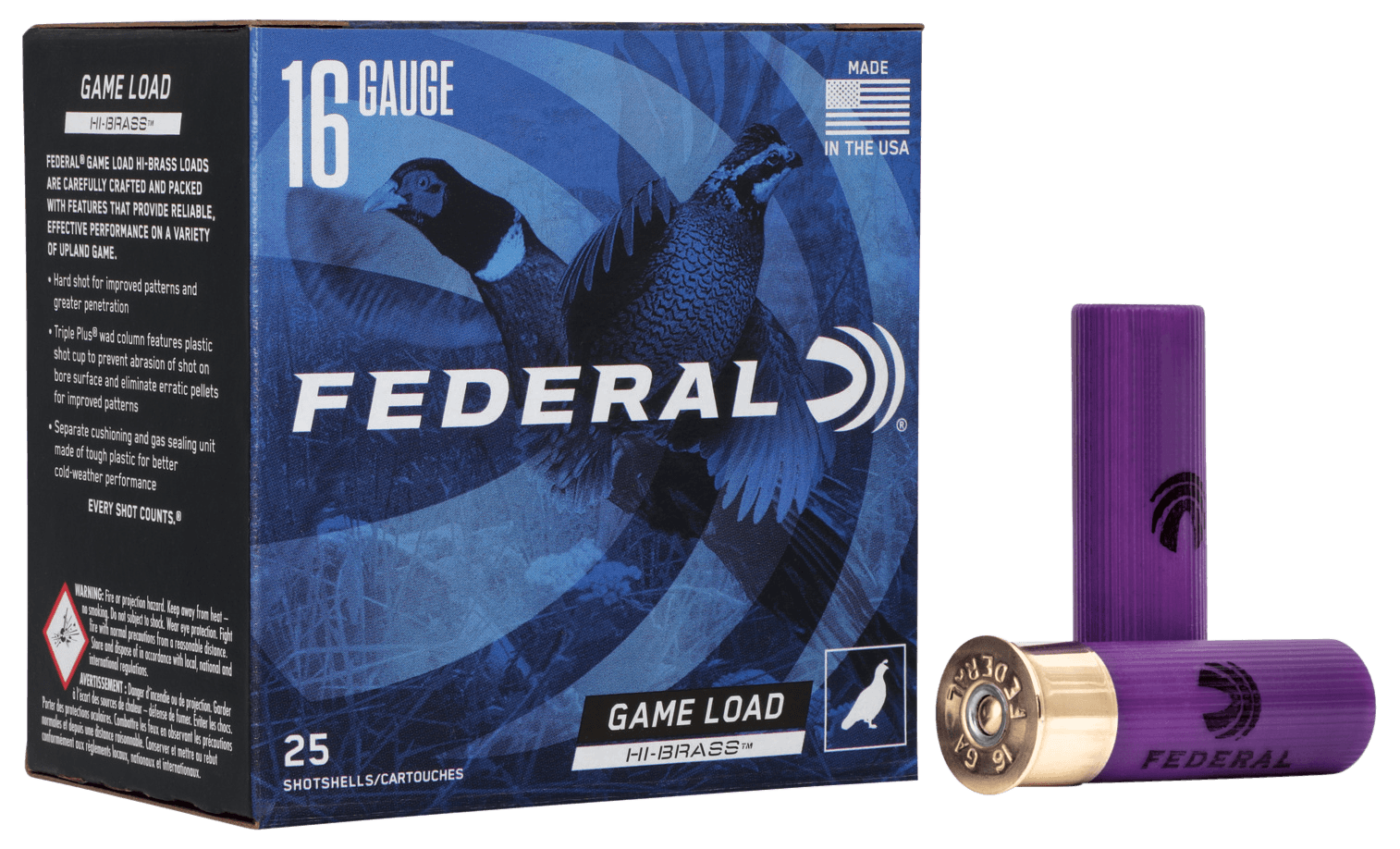 Federal Game-Shok Hi-Brass Load 16 Gauge 7.5 Shot 1 1/8 Ounce 25 Rounds