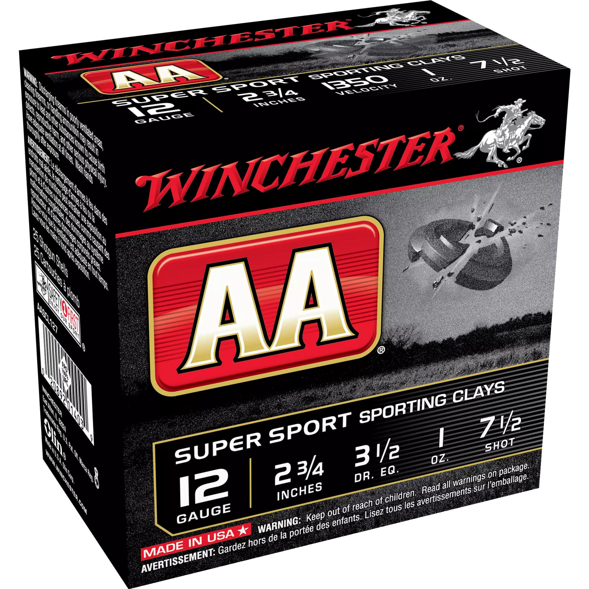 Winchester Aa Sporting Clays Load 12 Gauge Lead 1 oz 25 Rounds