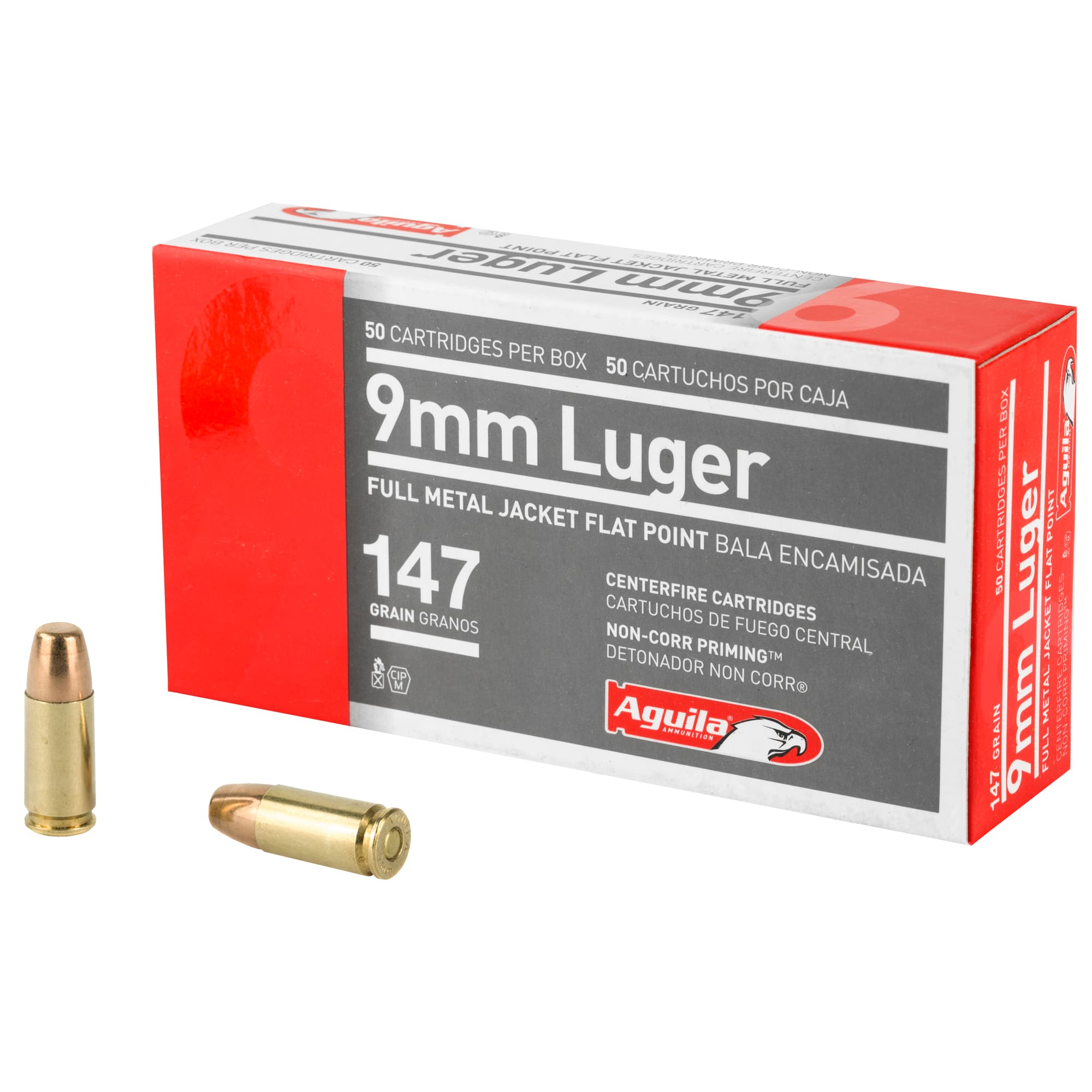 Aguila Ammunition 9mm Luger Subsonic Handgun Ammo - 147 Grain | FMJ Flat Point | 50rd Box