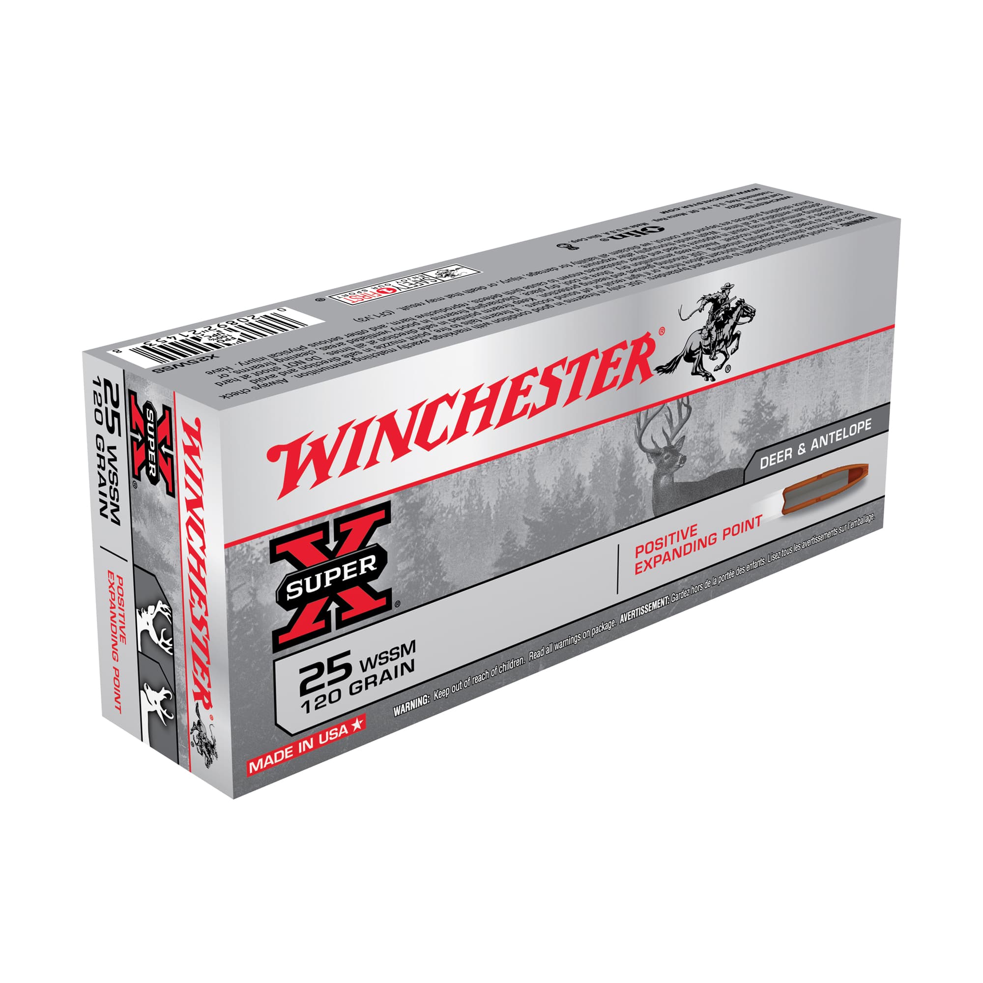 Winchester, Super-X, 25 WSSM, Ballistic Silvertip, 85 Grain, 20 Rounds