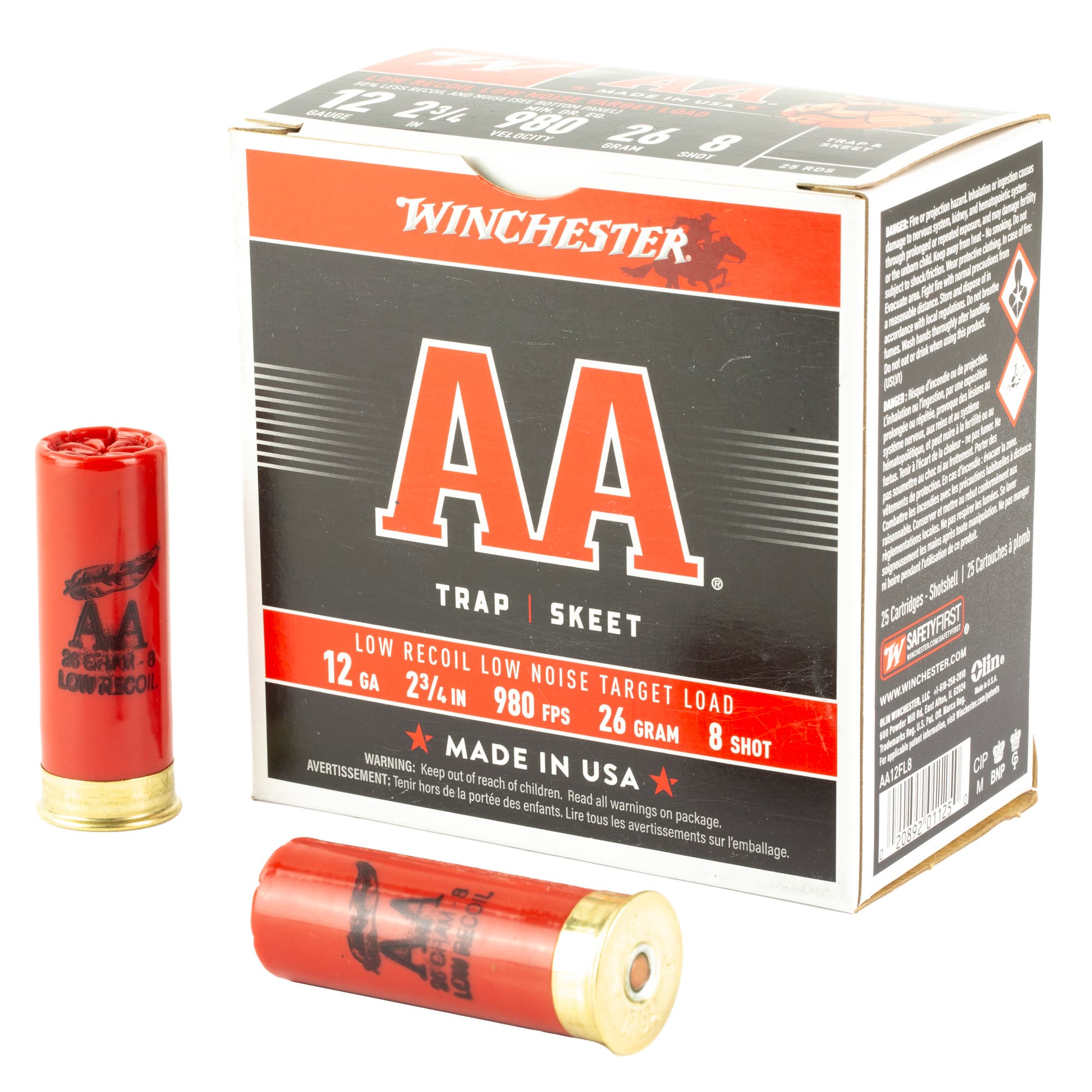 Winchester AA Low Recoil 12 Gauge Lead Shot 26 Gram 25 Rounds