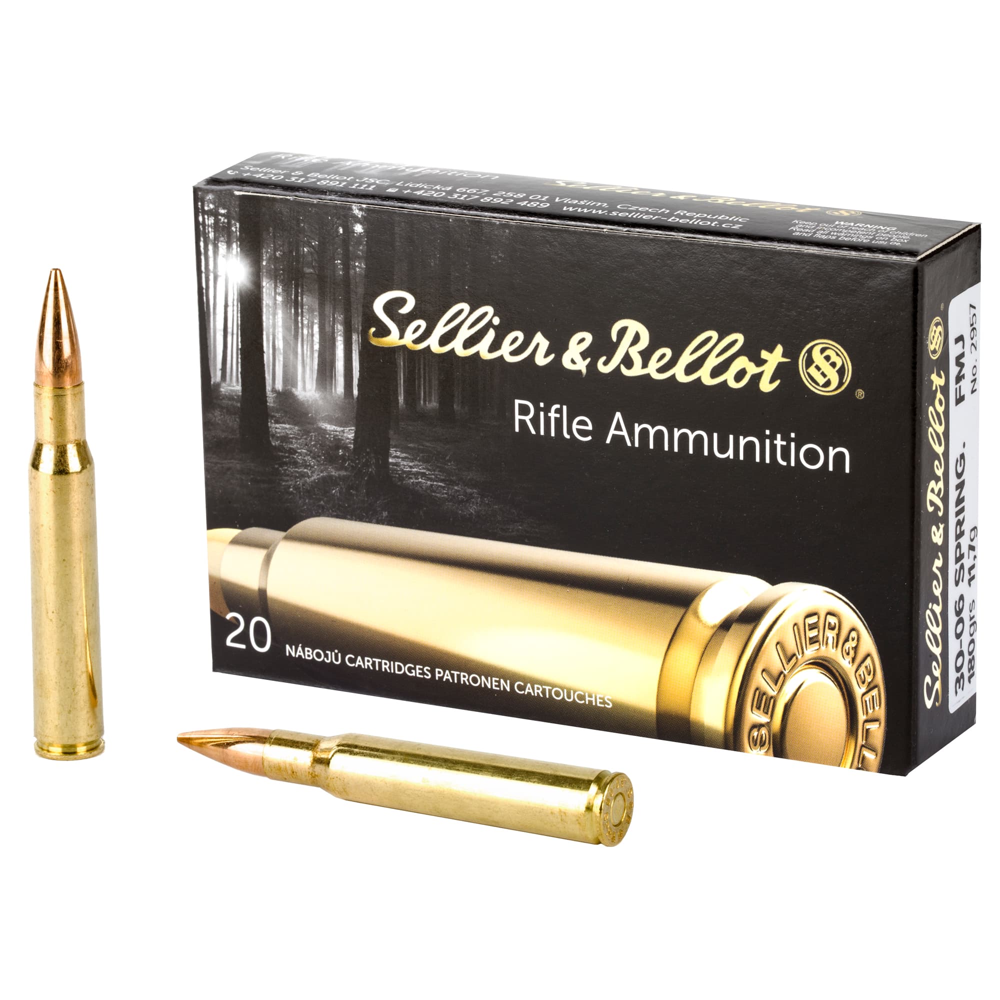 Sellier & Bellot SB3006A Rifle 30-06Springfield 180gr Full Metal Jacket 20 Per Box/20 Case