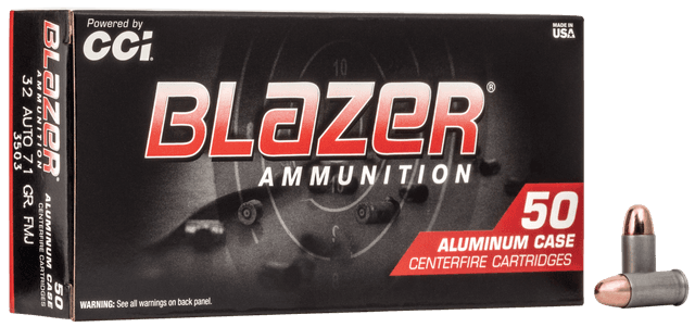 CCI Blazer Pistol Ammo 32 ACP Full Metal Jacket 71 Grain 50 Rounds