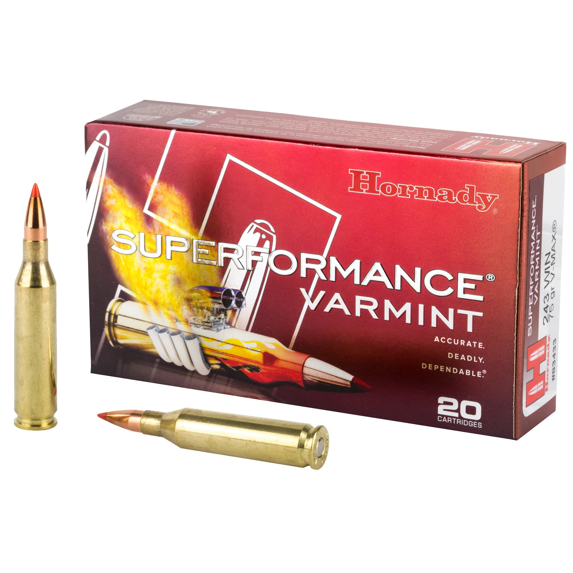 Hornady Superformance Varmint 243 Winchester V Max 75 Grain 20 Rounds