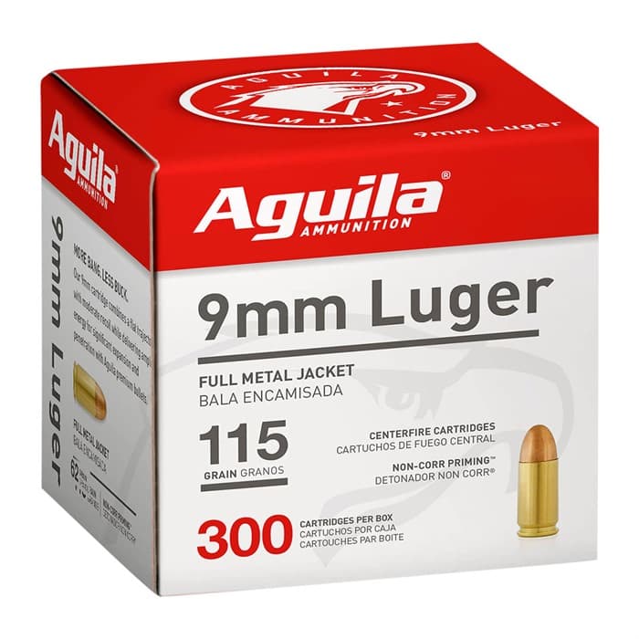 Aguila Pistol Ammo 9mm Luger Full Metal Jacket 124 Grain 300 Rounds