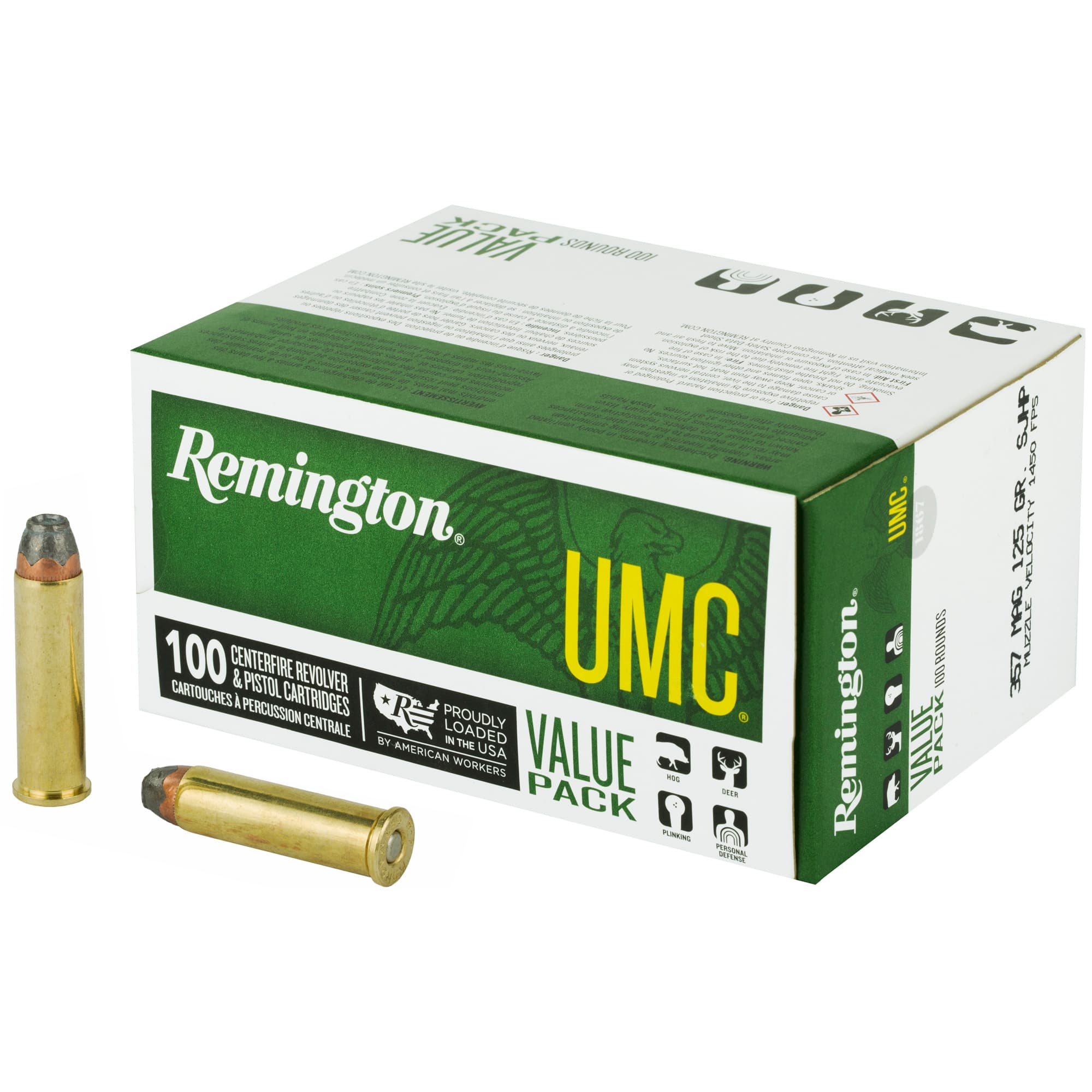 Remington UMC Handgun Ammo 357 Magnum Semi-Jacketed Hollow Point 125 Grain 100 Rounds