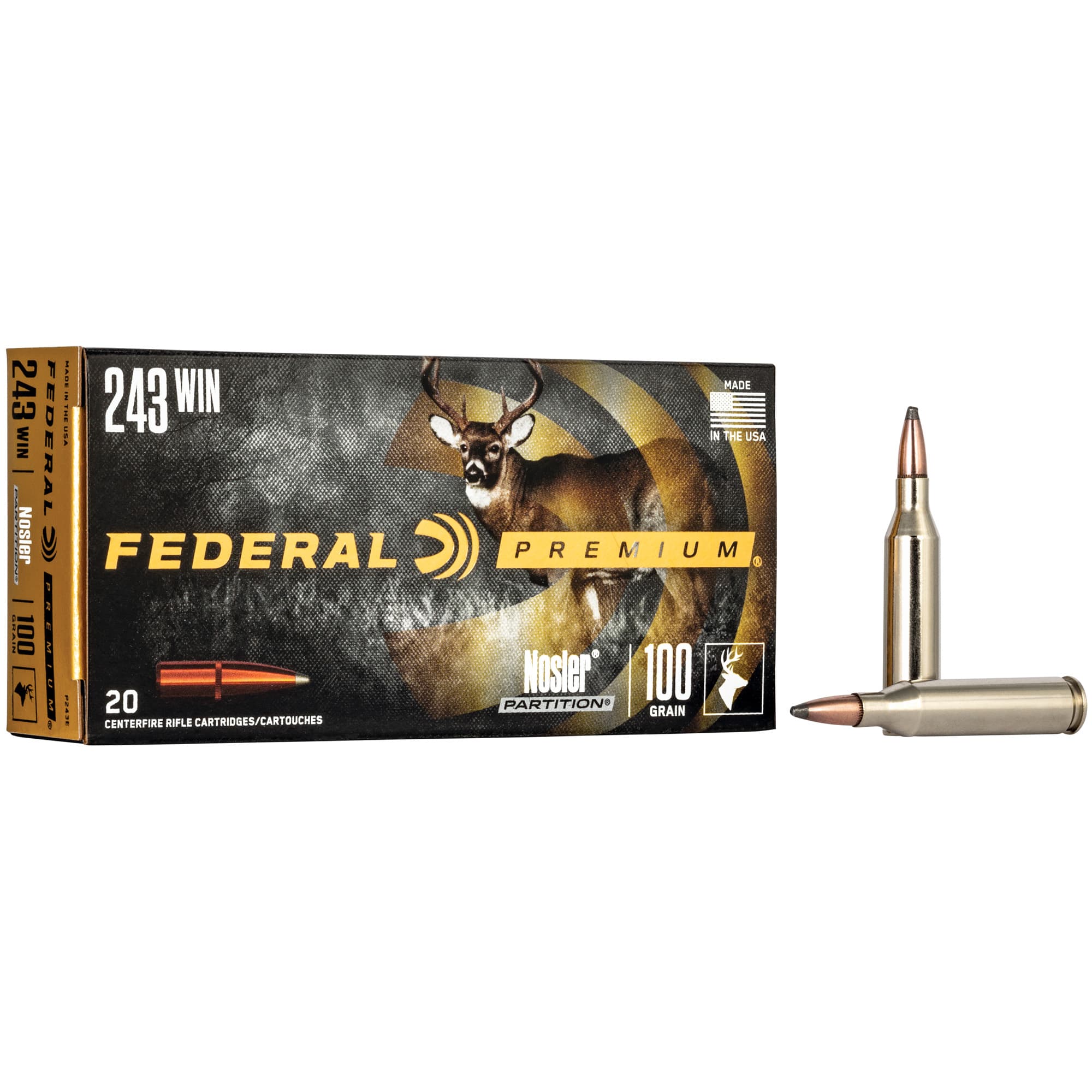 Federal Premium Vital-Shok .243 Winchester Nosler Partition 100 Grain 20 Rounds