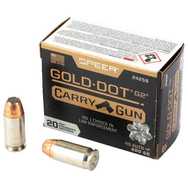 Speer, Gold Dot Carry Gun, 45 Acp, Hollow Point, 200 Grain, 20 Rounds