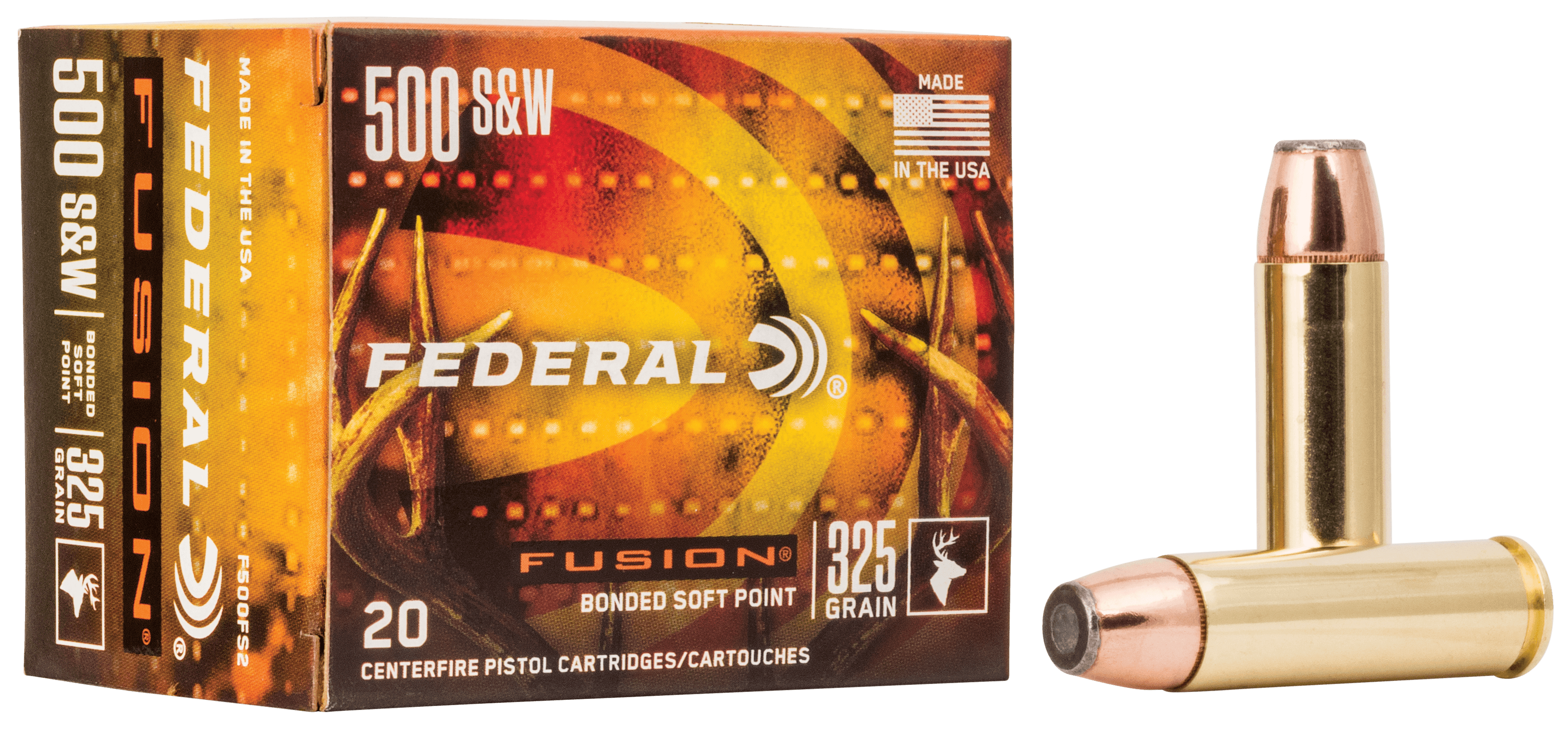 Federal Fusion Handgun 500 S&W Magnum Fusion Soft Point 325 Grain 20 Rounds