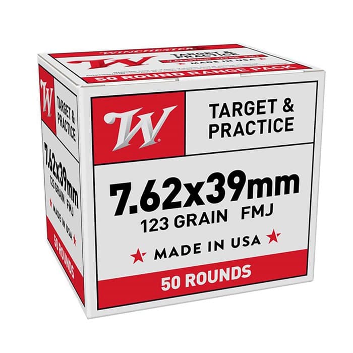 Winchester Target and Practice 7.62x39 Full Metal Jacket 123 Grain 50 Rounds