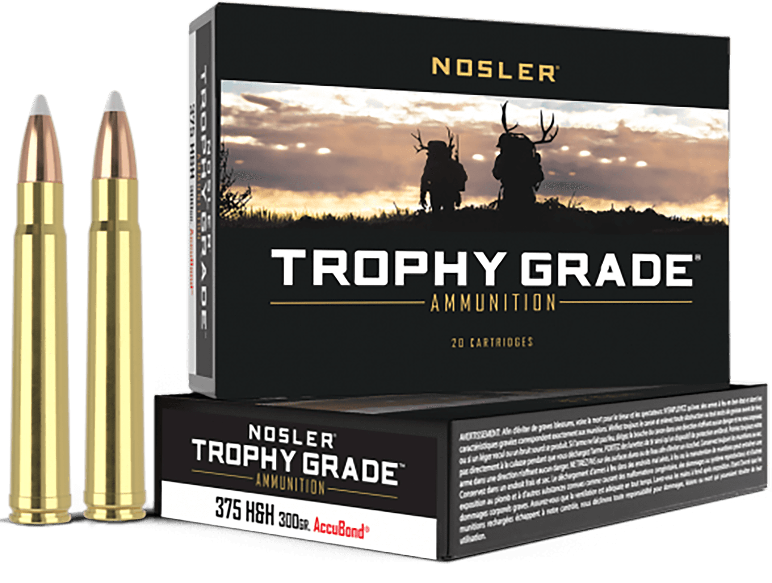 Nosler Trophy Grade 375 H and H Magnum Nosler AccuBond 300 Grain 20 Rounds
