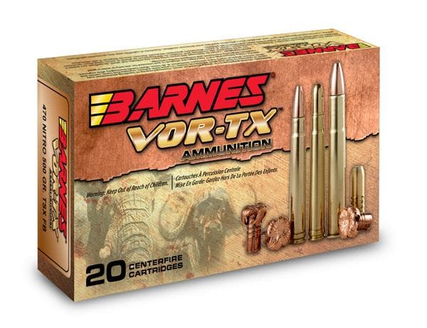 Barnes VOR-TX Safari .500 Nitro Express TSX Flat Base 570 Grain 20 Rounds