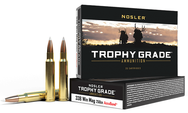 Nosler Trophy Grade 338 Winchester Magnum AccuBond Soft Point 250 Grain 20 Rounds