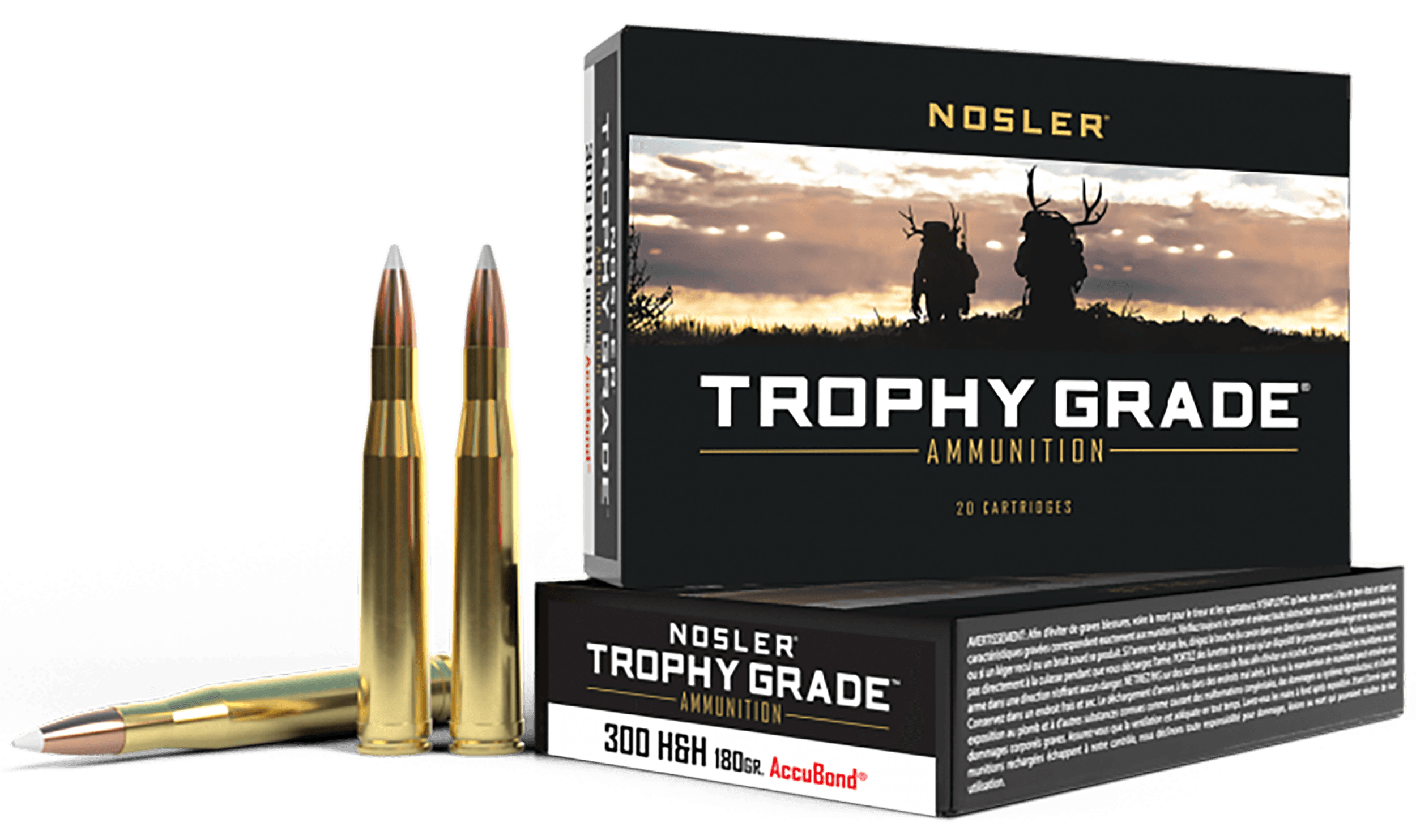 Nosler Trophy Grade 300 H&H Magnum AccuBond Soft Point 180 Grain 20 Rounds