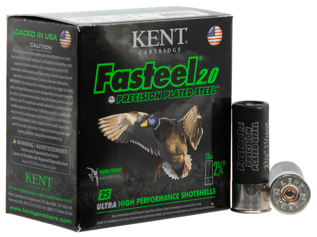 Kent Fasteel 2.0 Precision Plated Steel Load 12 ga. 2.75 in. 1 1/16 oz. 2 Shot 25 rd.