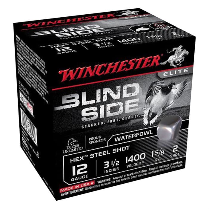 Winchester, Blind Side Waterfowl Magnum, 12 Gauge, No 2 Shot, 711 Grain, 25 Rounds