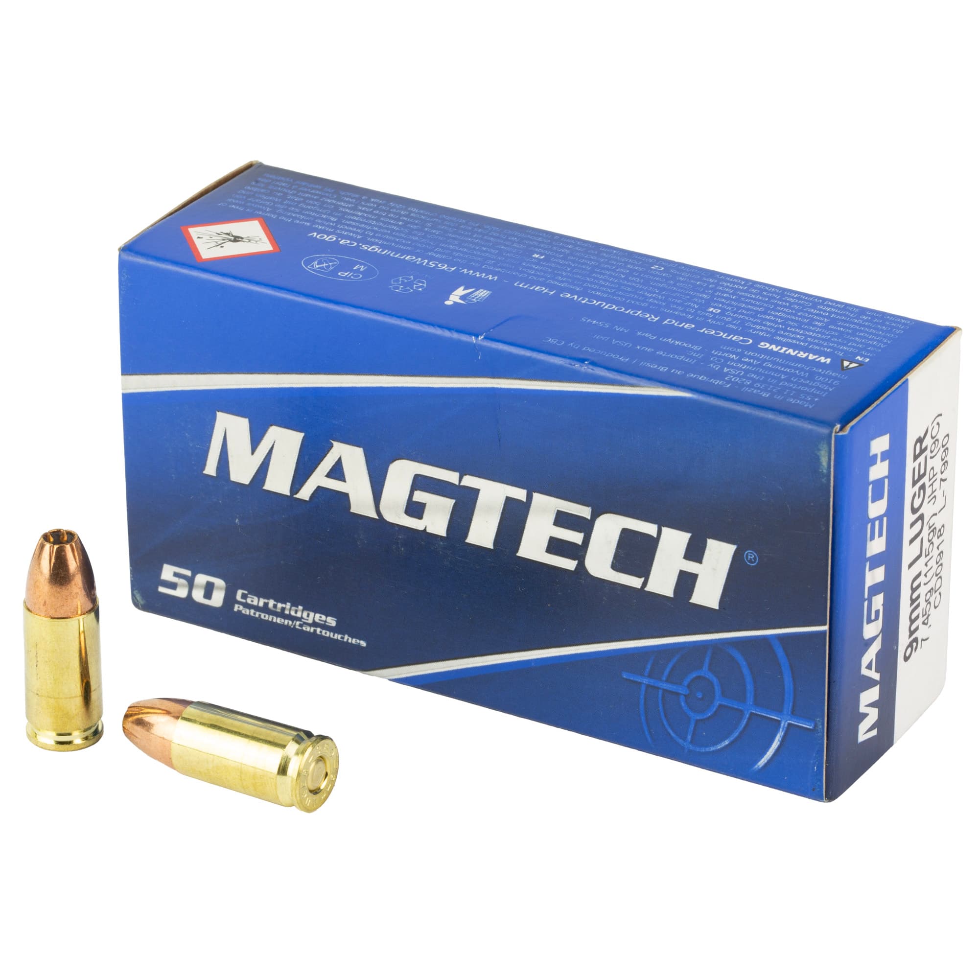 Magtech, Sport Shooting, 9mm Luger, Jacketed Hollow Point, 115 Grain, 50 Rounds