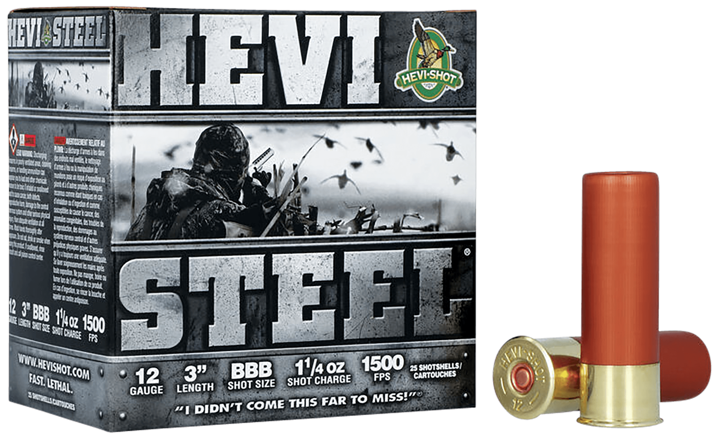 HEVI-Shot HS60888 HEVI-Steel 12Gauge 3" 1 1/4oz BBBShot 25 Rounds