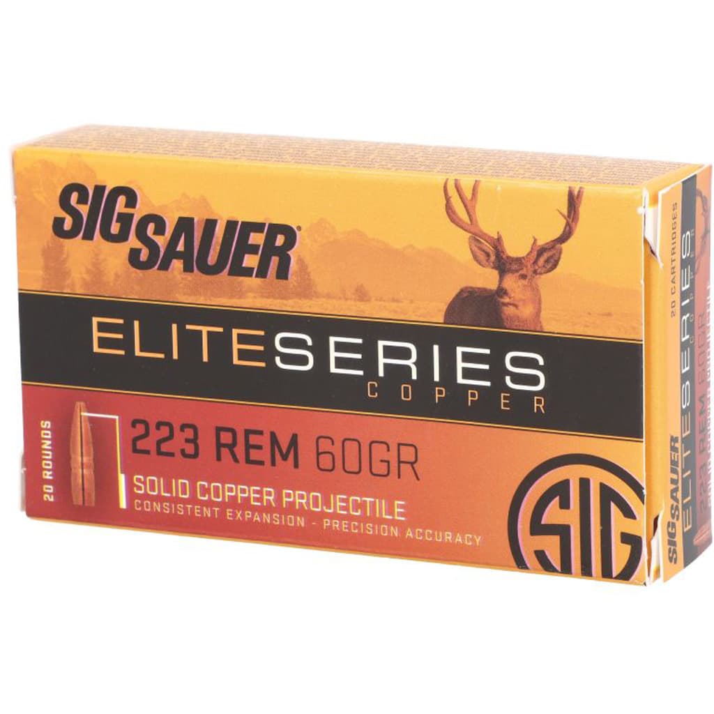 Sig Sauer Elite Hunting Rifle Ammo 223 Remington 60 Grain 20 Rounds
