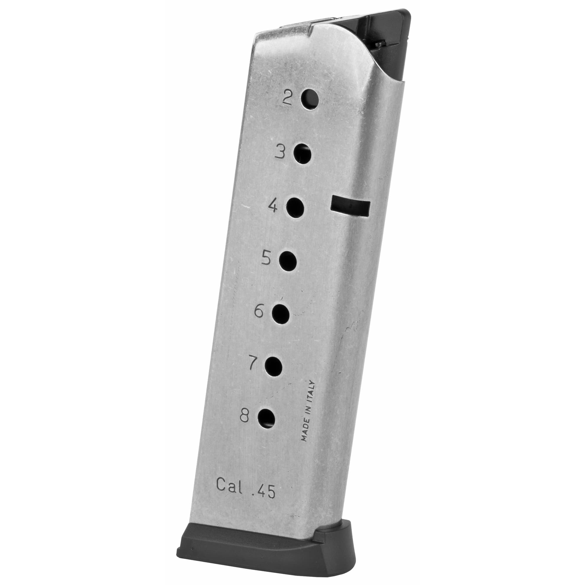 Mec-Gar 1911 Stainless Detachable 8rd 45 ACP Magazine Silver Finish