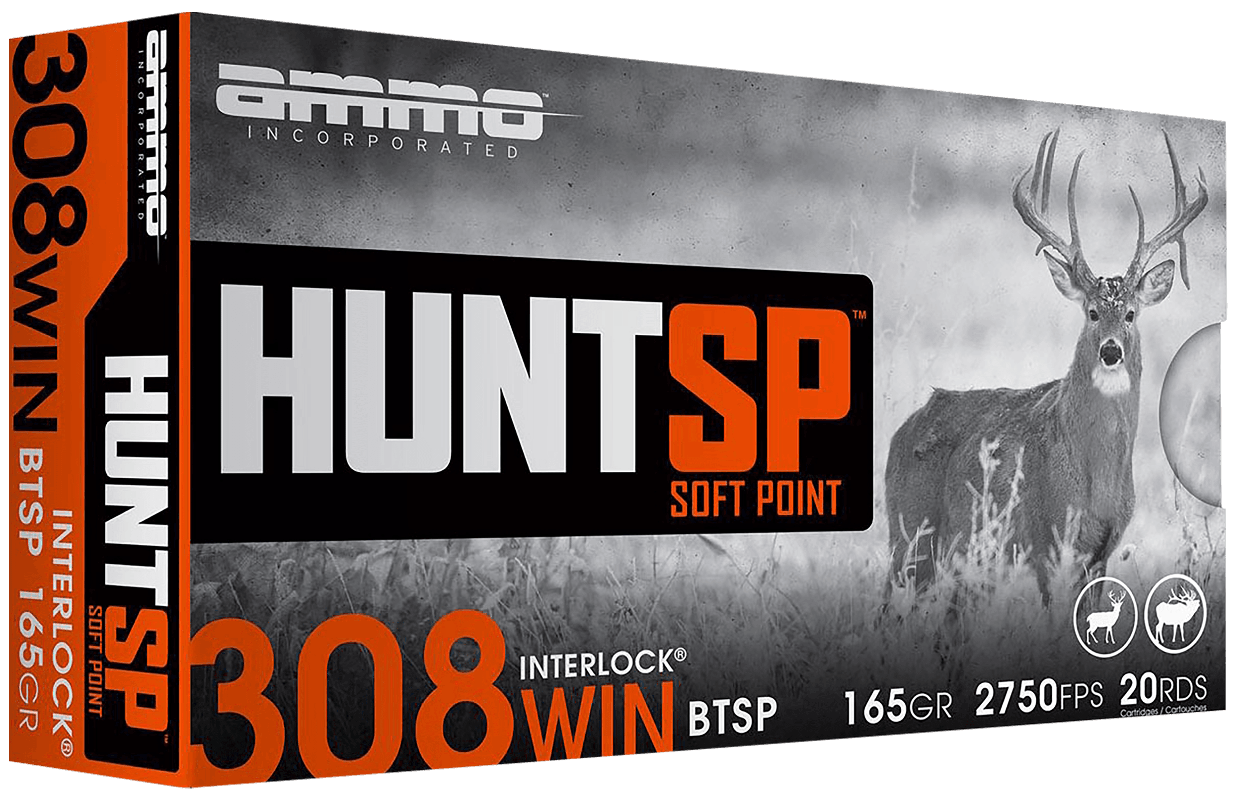 Ammo Inc 308165SPA20 Hunt 308Win 165gr Soft Point 20 Rounds