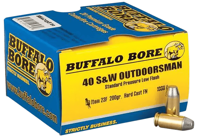 Buffalo Bore Ammunition 23F20 Outdoorsman Strictly Business 40S&W 200gr Hard Cast Flat Nose 20 Rounds