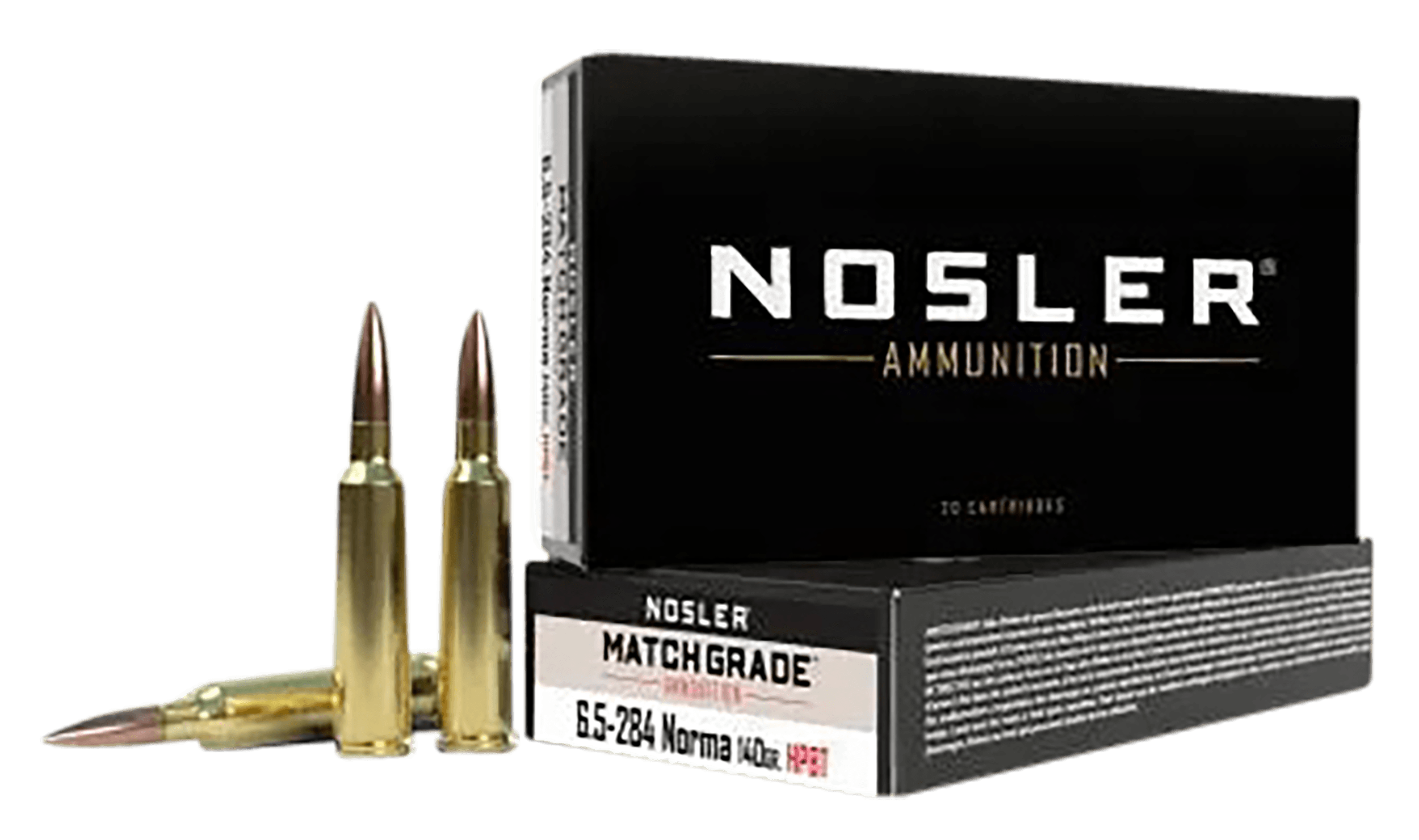 Nosler Match Grade, 6.5x284 Norma, Hollow Point Boat Tail, 140 Grain, 20 Rounds