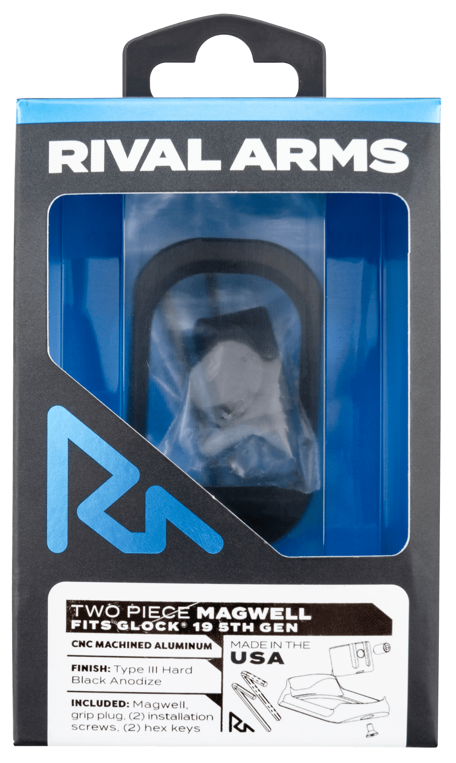 Rival Arms Two Piece Magwell for Glock 19 Gen5 Aluminum Anodized