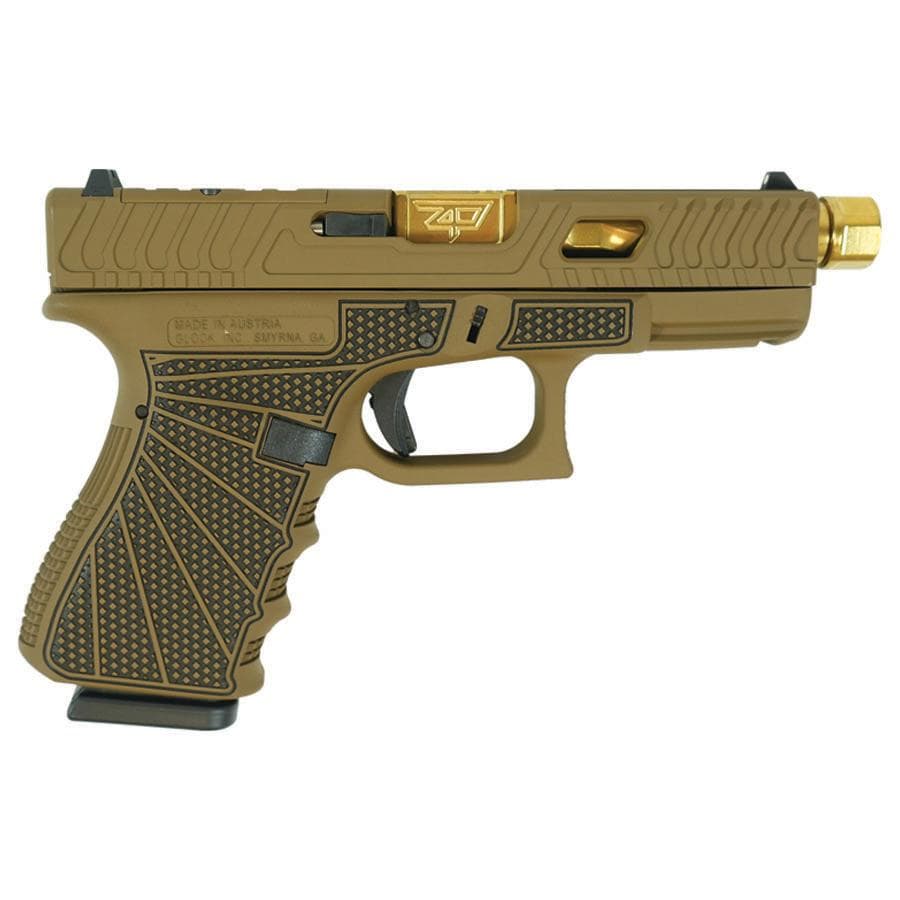 Glock G19 Gen 3 9mm Luger 4.01in Barrel 15rd Gold Threaded Jimbo Ripple Stipple