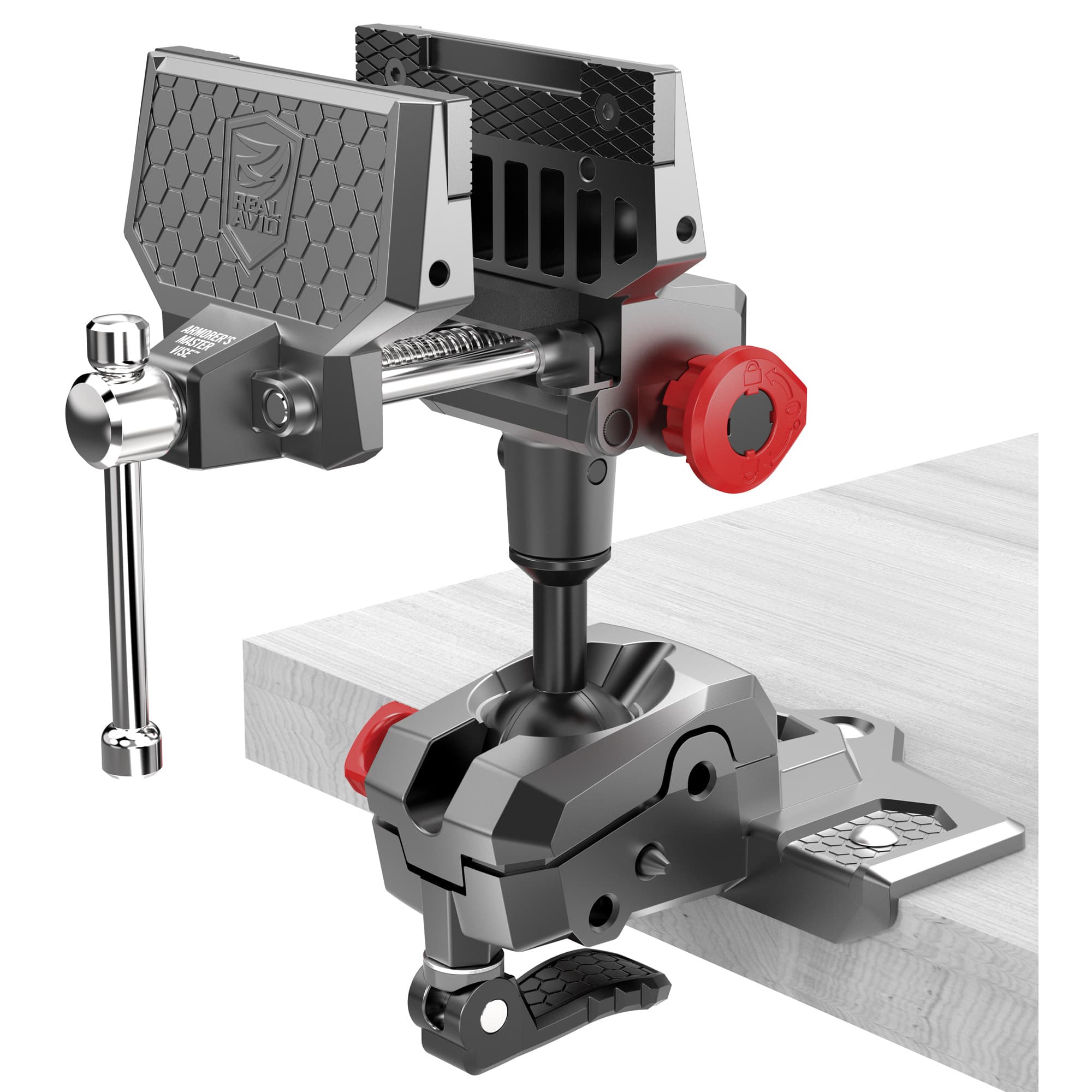 Real Avid AVARAMV Armorer's Master Vice Gray/Red with TORQ-LOK and Reversible Gun-Fit Sleeves