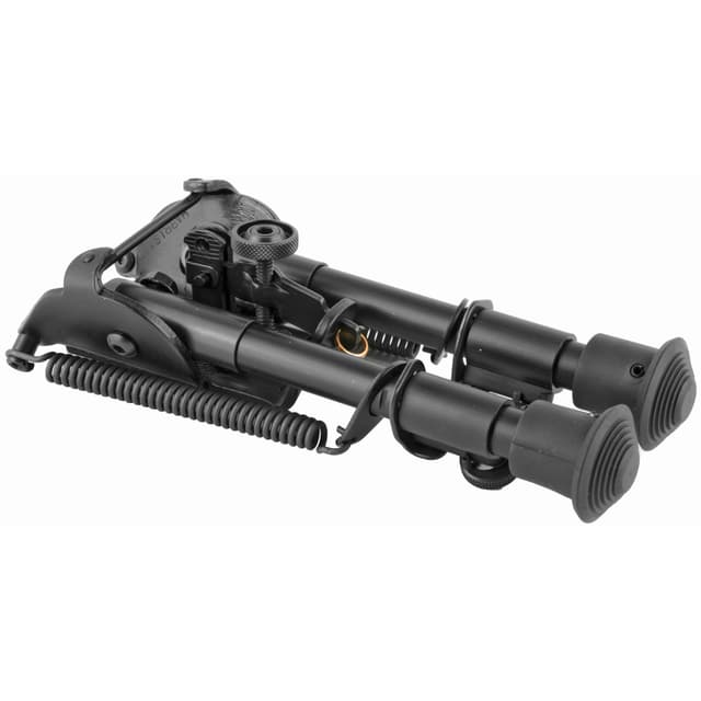 Harris Bipods 1A2-BR2 Non-Swivel BR Swivel Stud, 6-9", Black Steel/Aluminum, Self Leveling Legs, Rubber Feet (No Sling Stud Provision)