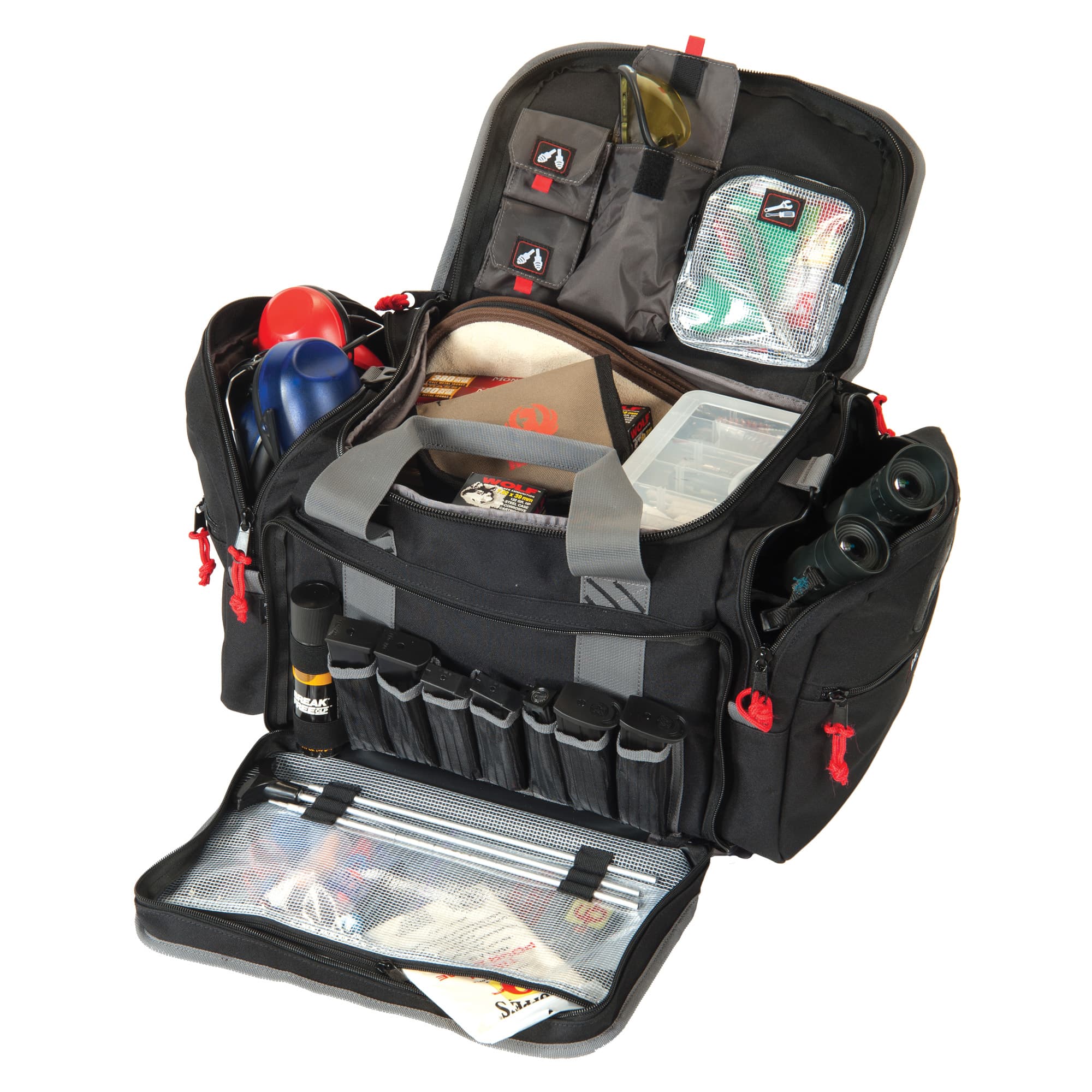 GPS Bags 2014LRB Large Black Nylon w/ Lift Ports, Storage Pockets, Visual ID Storage System & Holds 5 Handguns or More & Ammo Includes 4 Ammo Dump Cups