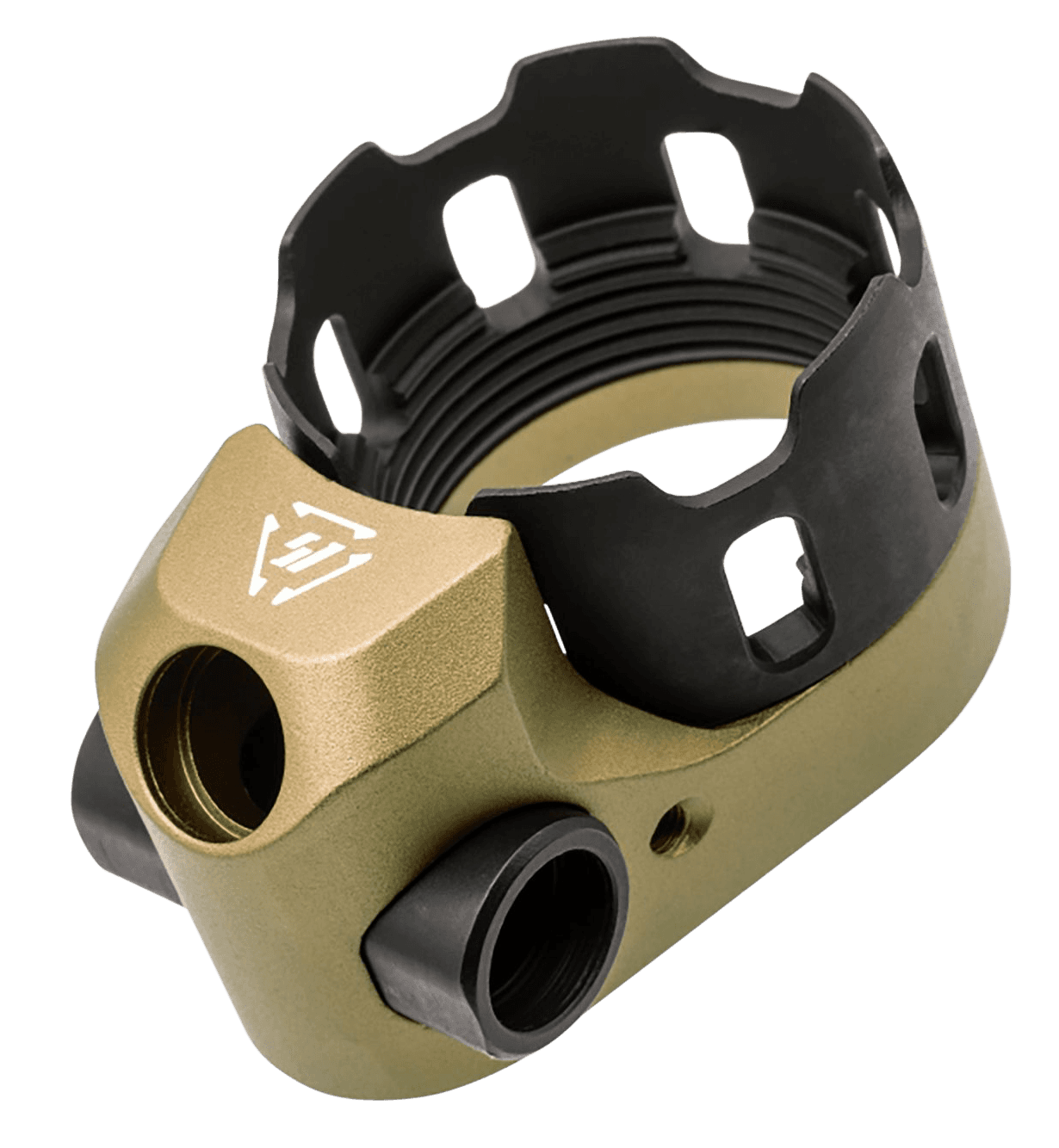 Strike Industries Tribus Enhanced Castle Nut and End Plate Flat Dark Earth Anodized