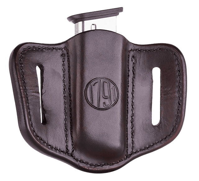1791 Gunleather MAG11SBRA MAG1.1 Single Mag Holster Signature Brown Leather Belt Slide Compatible w/ Single Stack Ambidextrous