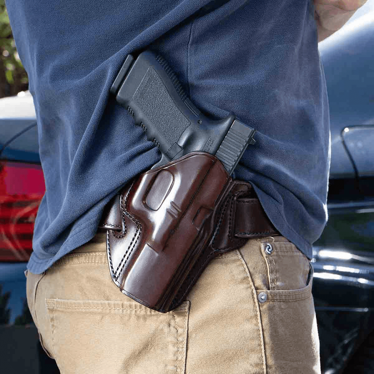 Galco CON212H Concealable OWB Havana Brown Leather Belt Slide Fits 1911 Right Hand