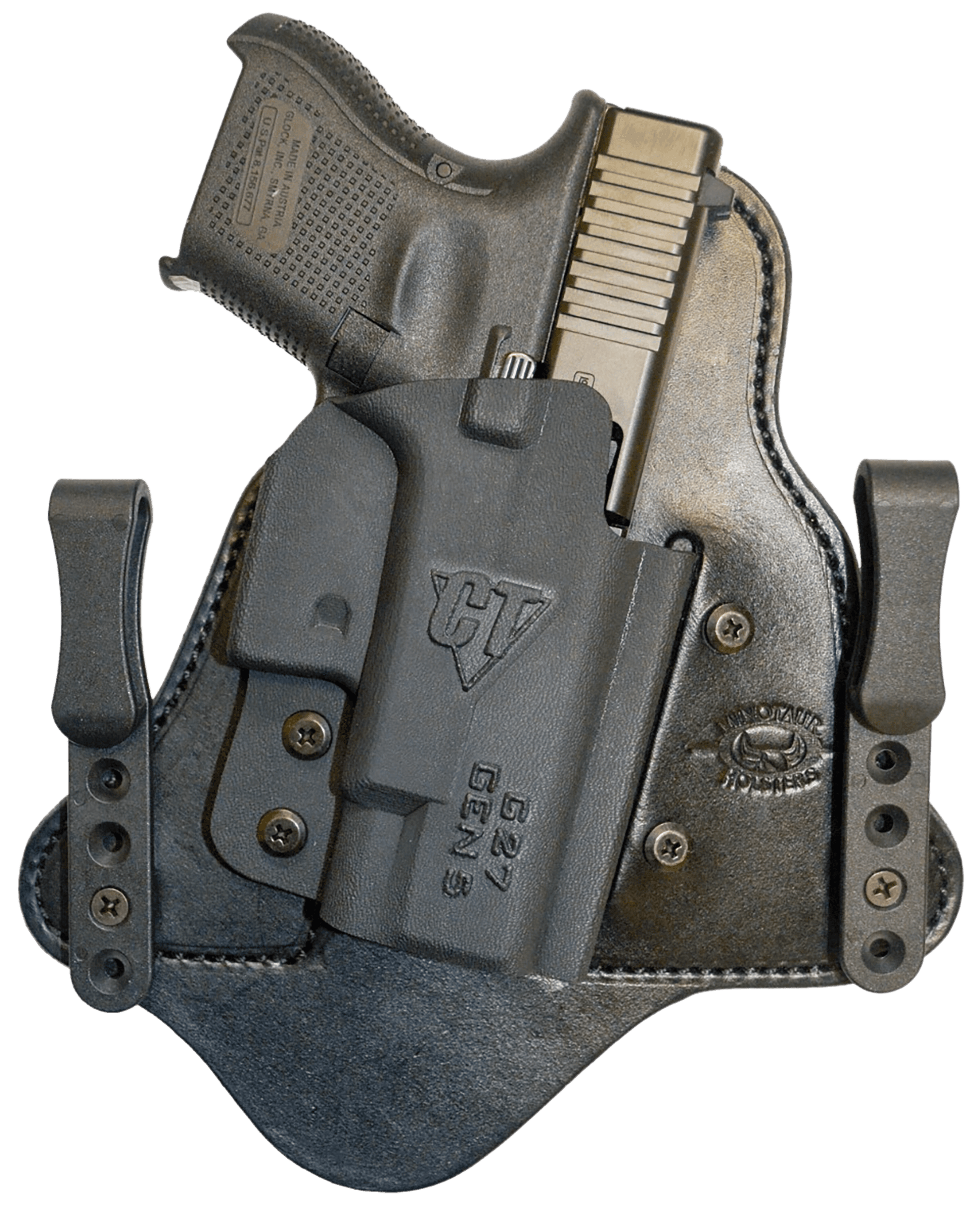 Comp-Tac C225GL234RBSN MTAC IWB Black Kydex/Leather Belt Clip Fits Glock 48 Right Hand