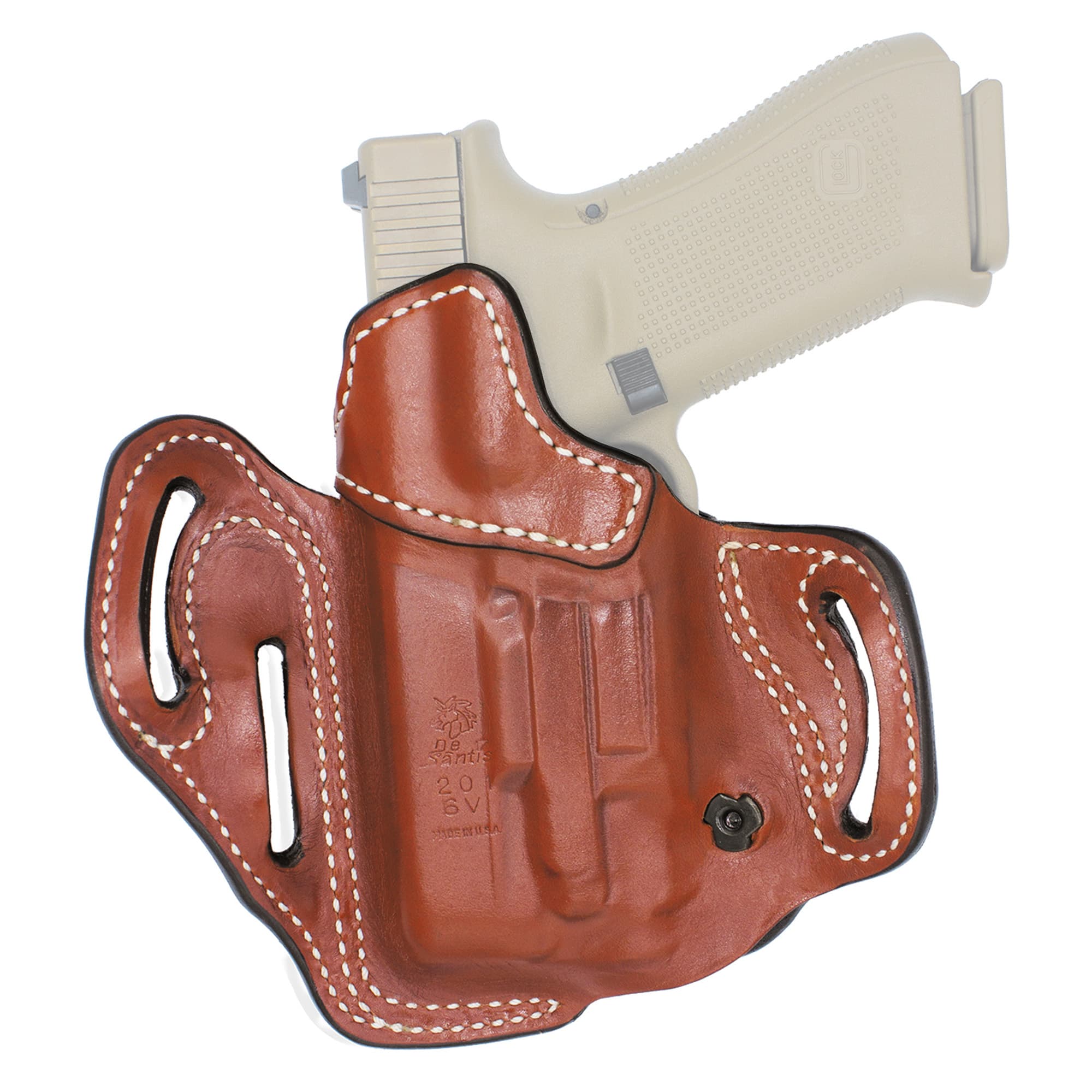 DeSantis Gunhide 201TA6VZ0 Vengeance Scabbard OWB Tan Leather Fits Glock 19/19x/19 Gen 5/23/32/45, Belt Slide Mount, Right Hand