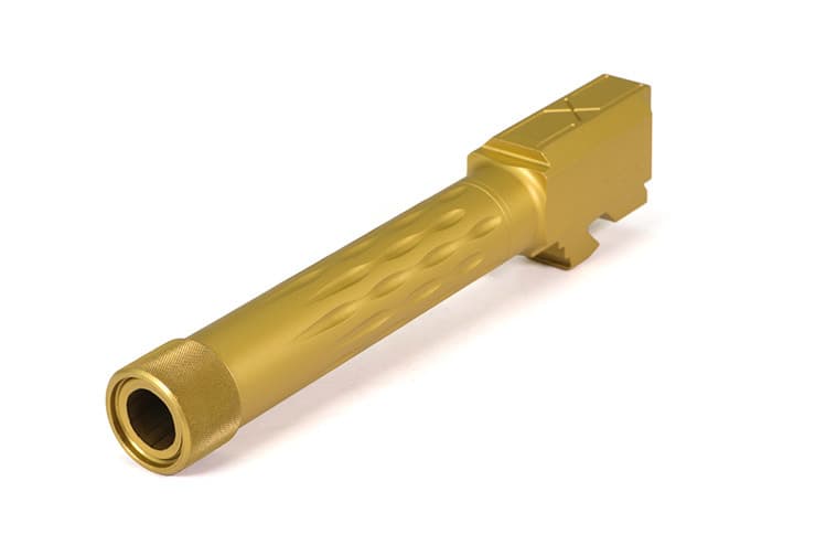 Faxon Firearms Glock 19 Fluted 416R Barrel TiN Gold Threaded 1/2x28 Gen1-5