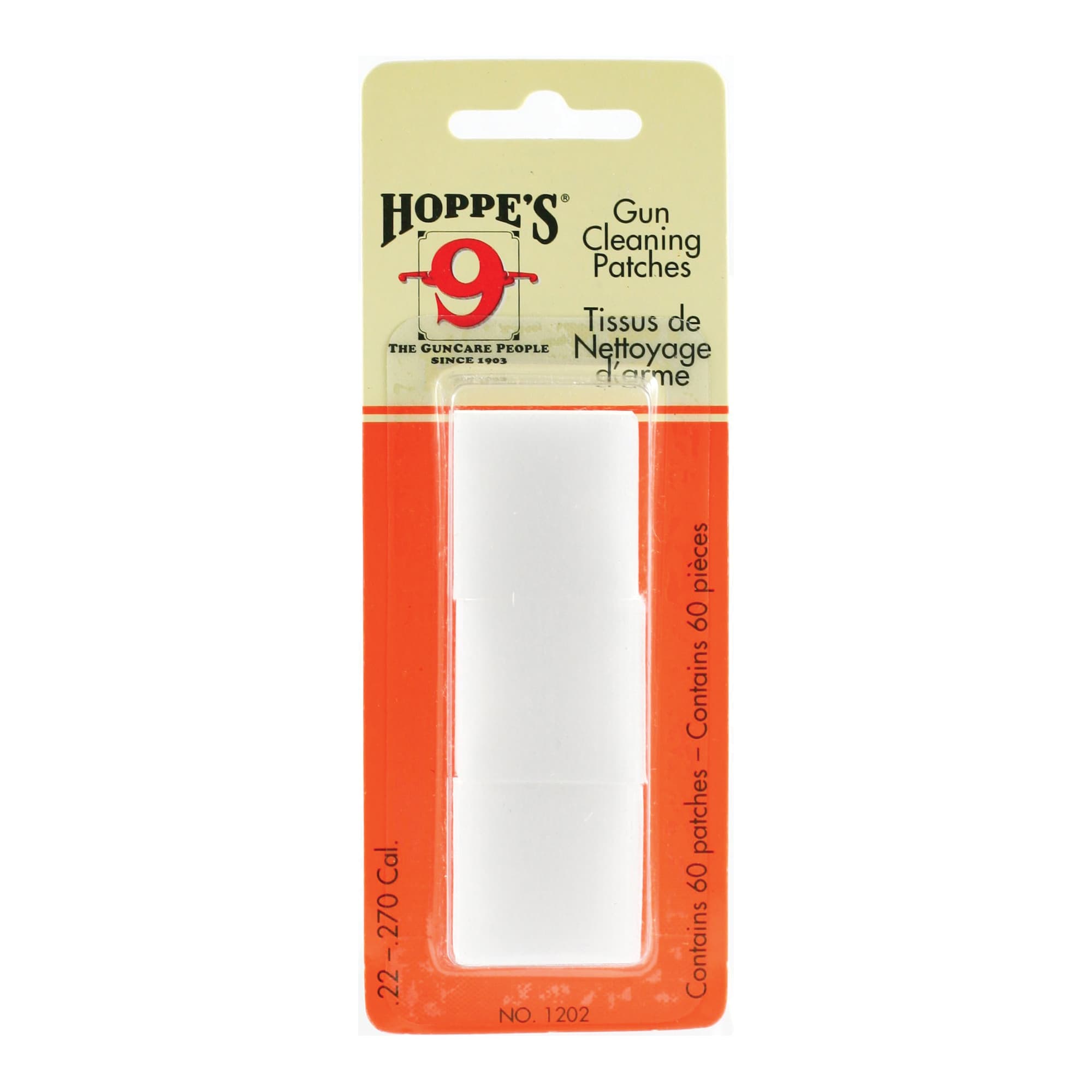 Hoppe's 1202 Gun Cleaning Patches #2 22-270 Cal Synthetic 60 Per Pack