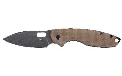 CRKT 5317B Pilar III 2.97" Folding Spear Point Plain Stonewashed D2 Steel Blade, Brown G10/SS Handle