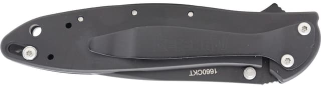 Kershaw 1660CKT Leek 3" Folding Modified Drop Point Plain Black DLC 14C28N Steel Blade Black DLC 410 Stainless Steel Handle Includes Pocket Clip
