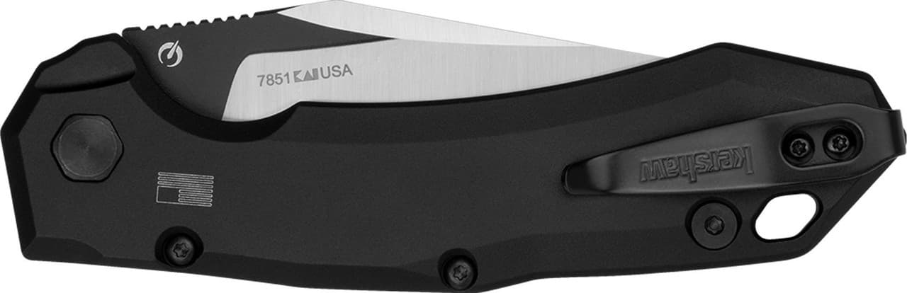 Kershaw 7851 Launch 19 Automatic 3.30" Folding Clip Point Plain Black Satin Cerakote CPM 154 SS Blade, Black Aluminum/Brown G10 Handle