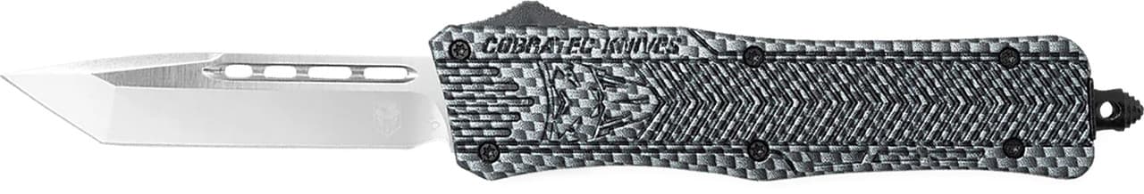 CobraTec Knives MCFCTK1MTNS CTK-1 Medium 3" OTF Tanto Plain D2 Steel Blade/Carbon Fiber Aluminum Handle Features Glass Breaker Includes Pocket Clip