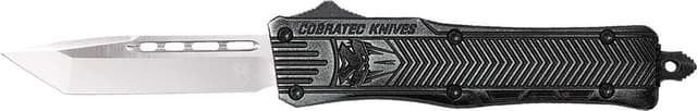 CobraTec Knives SSWCTK1STNS CTK-1 Small 2.75" OTF Tanto Plain D2 Steel Blade/Black Stonewashed Aluminum Handle Features Glass Breaker Includes Pocket Clip