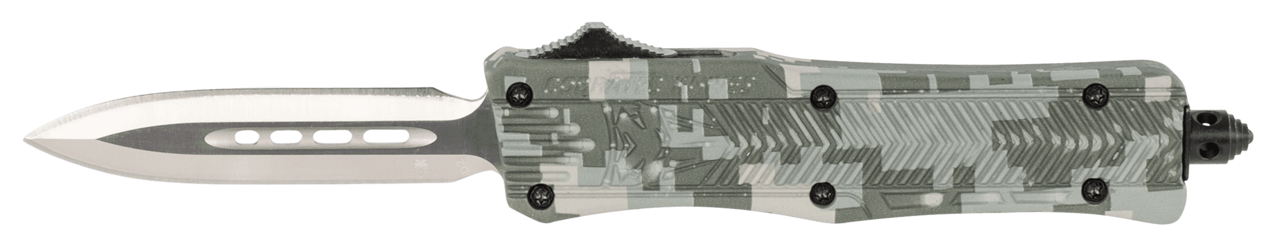 CobraTec Knives SADCCTK1SDAGNS CTK-1 Small 2.75" OTF Dagger Plain D2 Steel Blade/Winter Digi Camo Aluminum Handle Features Glass Breaker Includes Pocket Clip