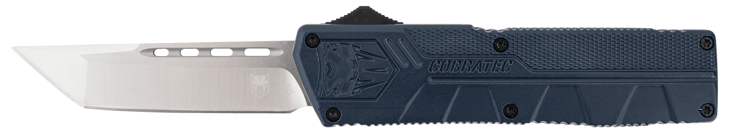 CobraTec Knives NYCTLWTNS Lightweight 3.25" OTF Tanto Plain D2 Steel Blade/NYPD Blue Aluminum Handle Includes Pocket Clip