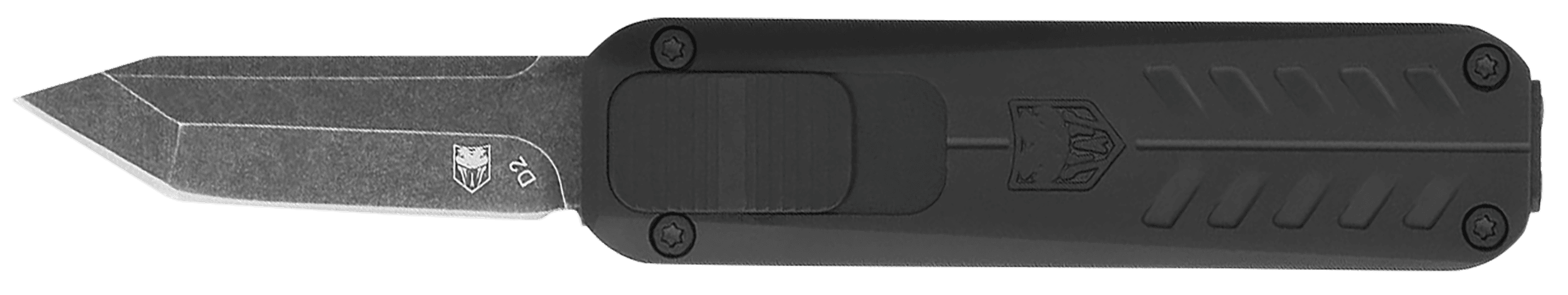 CobraTec Knives CALI929TBBLKTNS California 929TB 1.75" OTF Tanto Plain Stonewashed D2 Steel Blade/ Black Anodized Aluminum Handle Includes Pocket Clip/Pouch